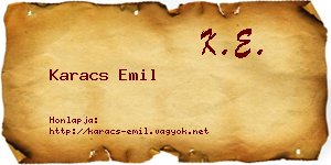 Karacs Emil névjegykártya