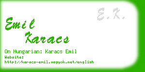 emil karacs business card